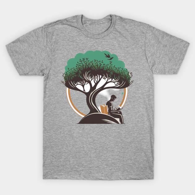 Book Reading under a Tree - Designs for a Green Future T-Shirt by Greenbubble